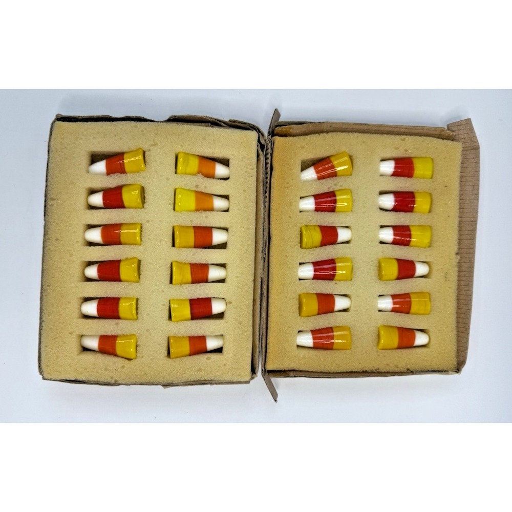 Lillian Vernon Glass Candy Corn 24 Pieces Set 2 1/4" Mixed Colors NO BOX